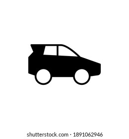 hatchback car icon in solid black flat shape glyph icon, isolated on white background