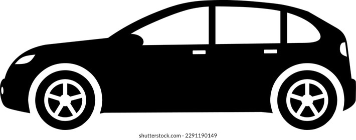 Hatchback Auto Symbol Vektor. Vektorgrafik des Rückenkraftwagens. Fahrzeug-Ikone des Autos für Design in Bezug auf Transport, Automobil und Auto. Silhouette der Beförderung