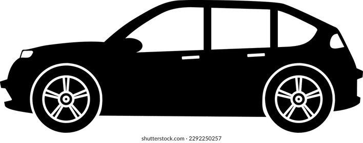 Hatchback car icon vector. Vector illustration of hatchback car. Vehicle icon of crossover car for design regarding transportation, automotive and automobile. Silhouette of hatchback vehicle