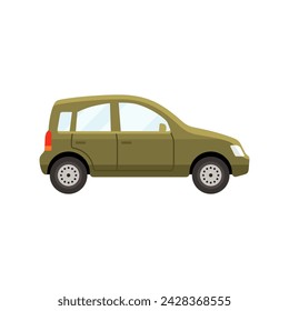 Ilustración de vector de estilo plano de color caqui del coche del Hatchback