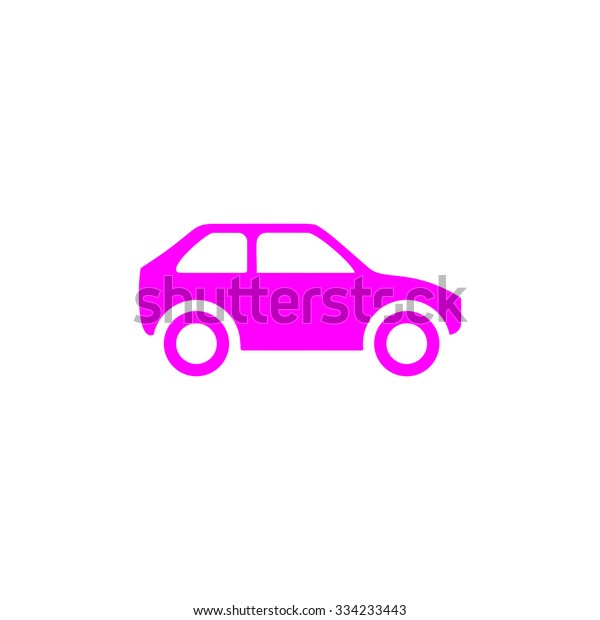 Hatchback Car. Pink flat icon. Simple vector\
illustration pictogram on white\
background