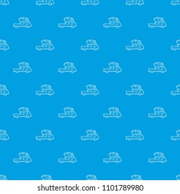Hatchback car with roof rack top cargo luggage pattern vector seamless blue repeat for any use