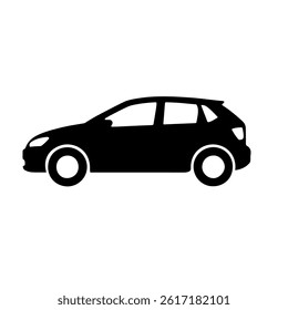 Hatchback Car Silhouette Vector Black Side View on White Background for Automotive Design and Graphics