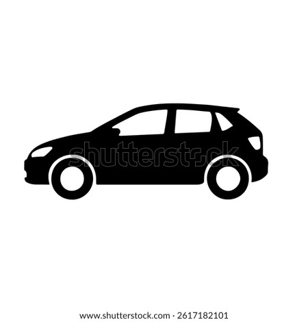 Hatchback Car Silhouette Vector Black Side View on White Background for Automotive Design and Graphics