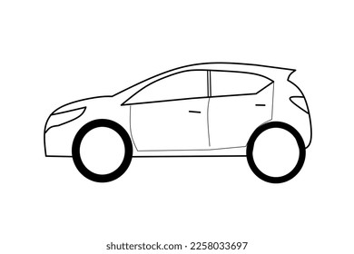 hatchback car sketch on white background. hatchback car. Vector illustration.