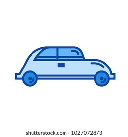Hatchback car vector line icon isolated on white background. Hatchback car line icon for infographic, website or app. Blue icon designed on a grid system.