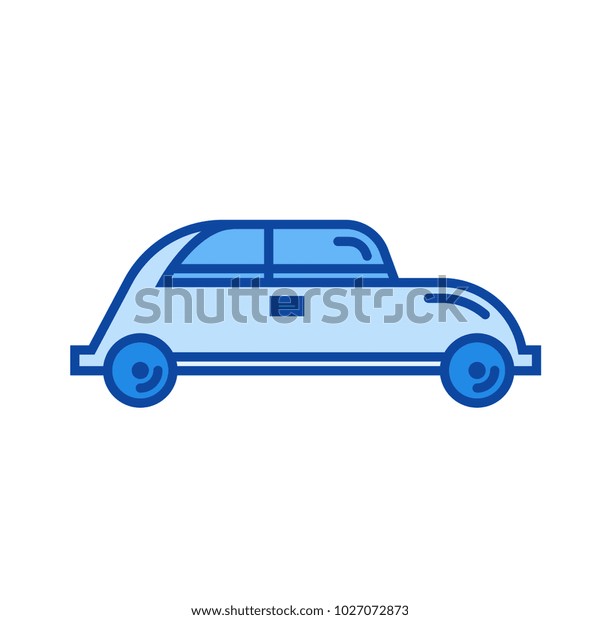 Hatchback car vector line icon isolated on\
white background. Hatchback car line icon for infographic, website\
or app. Blue icon designed on a grid\
system.