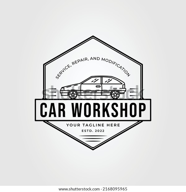 hatchback car or vehicle workshop logo vector\
illustration design