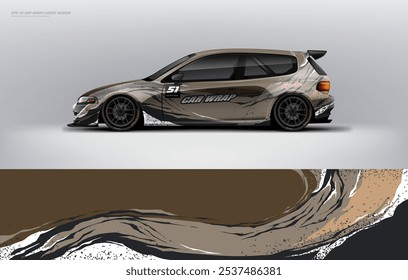 Hatchback car wrap livery design. printable file decal and vinyl. ready print vector eps 10