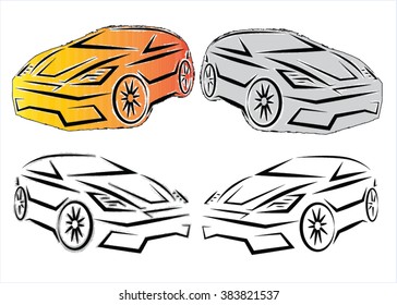 Hatchback colored silhouette. Vector illustration.