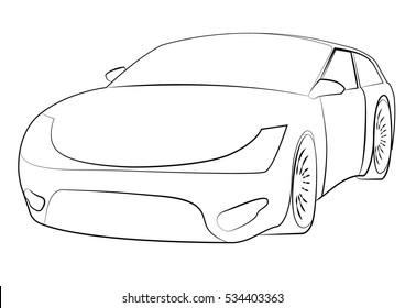 Hatchback contour vector illustration isolated no background