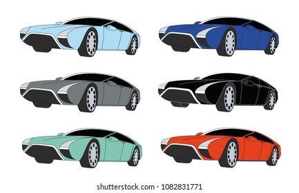 Hatchback different color set vector