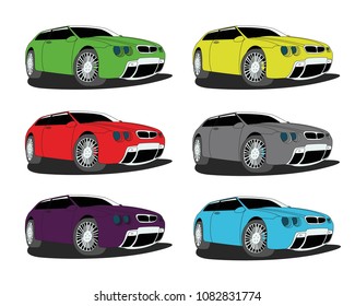 Hatchback different color set vector