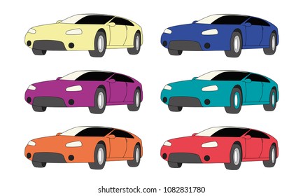 Hatchback different color set vector