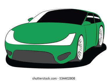 Hatchback green vector illustration isolated