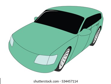 Hatchback green vector illustration isolated