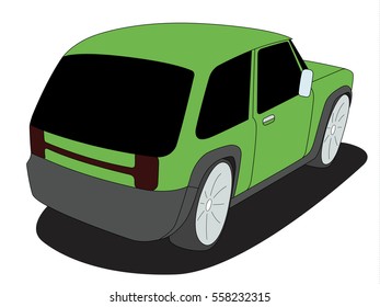 Hatchback green vector illustration isolated