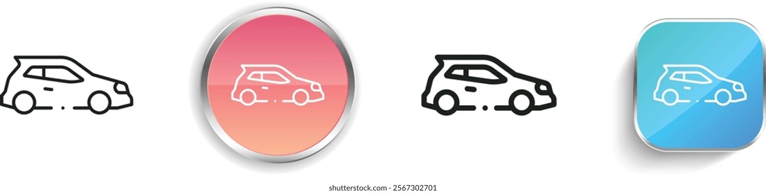 hatchback icon. Thin Linear, Regular and Button Style Design Isolated On White Background