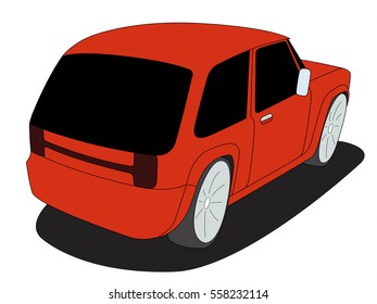 Hatchback orange realistic vector illustration isolated