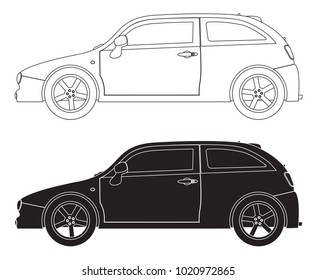 Hatchback outlines isolated on a white background