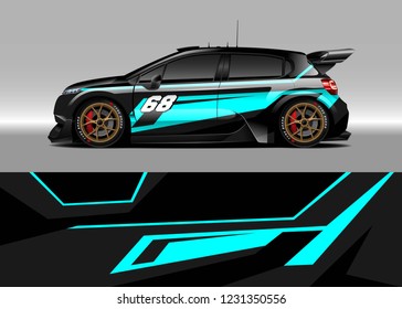 Hatchback racing car wrap design vector. Graphic abstract stripe racing background kit designs for wrap vehicle, race car, rally, adventure and livery
