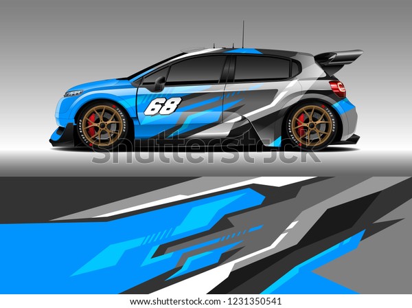 Hatchback racing car wrap design vector.
Graphic abstract stripe racing background kit designs for wrap
vehicle, race car, rally, adventure and
livery
