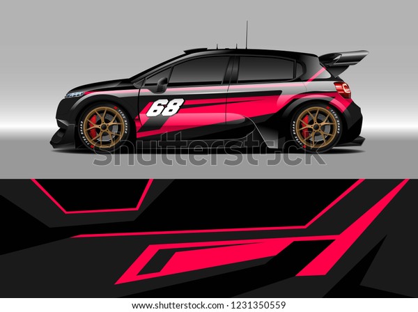 Hatchback racing car wrap design vector.\
Graphic abstract stripe racing background kit designs for wrap\
vehicle, race car, rally, adventure and\
livery\

