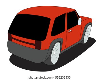 Hatchback realistic vector illustration isolated orange no background