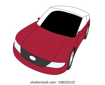 Hatchback red realistic vector illustration isolated