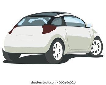 Hatchback white realistic vector illustration isolated