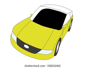 Hatchback yellow realistic vector illustration isolated no background