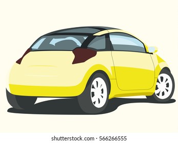 Hatchback yellow realistic vector illustration isolated no background