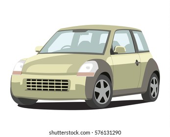 Hatchback yellow realistic vector illustration isolated