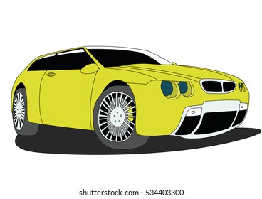 Hatchback yellow vector illustration isolated no background