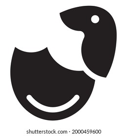 Hatched chicken egg flat vector icon for app and websites