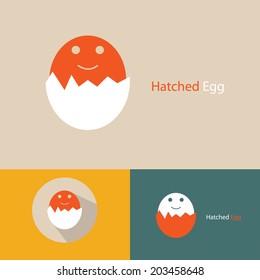 'Hatched Egg', conceptual egg icon vector.