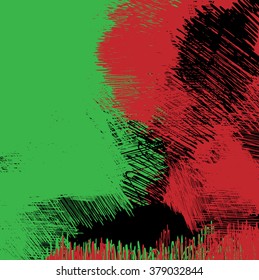 hatched green and red texture grunge background, vector illustration design element