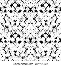 Hatched hand drawn doodle black and white seamless pattern in vector. Trendy abstract black and white textured background, line art wallpaper. Modern graphic print design