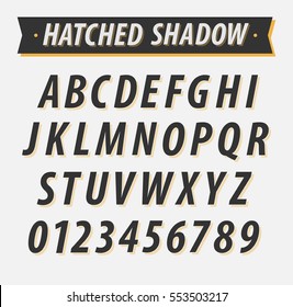 Hatched Shadow Font and Alphabet with Numbers | EPS10 Vector