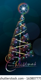hatched shining christmas tree with stylized star above