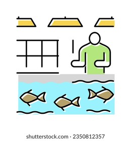 Brütereien Lachs-Farbsymbol Vektorgrafik. Brüterlachsschild. einzelne Symbolillustration