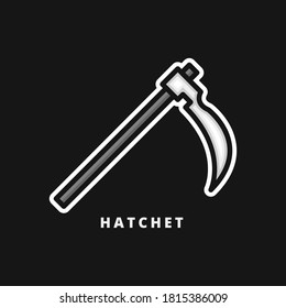 Hatchet Axe Icon Filled Line Style. Spear Medieval Vector Logo Illustration. Ancient Weapon Symbol Icon