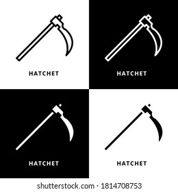 Hatchet Axe Icon Line Style. Spear Medieval Vector Logo Illustration. Ancient Weapon Symbol Icon Glyph