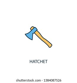 hatchet concept 2 colored line icon. Simple yellow and blue element illustration. hatchet concept outline symbol design