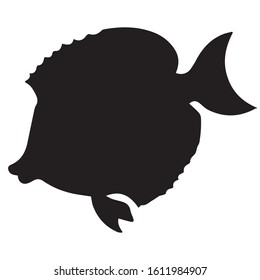 Hatchet Fish Icon Silhouette. Vector Illustration. Flat Cartoon Style.