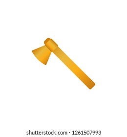 hatchet Gold vector icon with white background. Gradient computer symbol. Vector icon