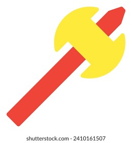 Hatchet icon or logo illustration flat color style