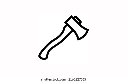 Hatchet Icon Vector Simple Outline Style With White Background