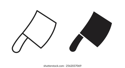Hatchet icons in flat and line style set.
