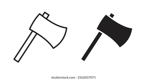 Hatchet icons in flat and line style set.